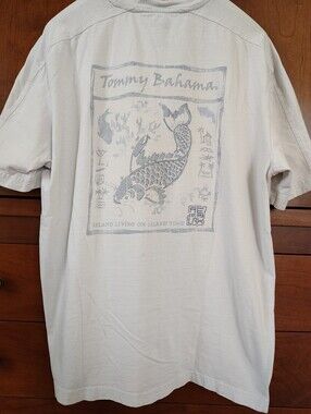 RARE Tommy Bahama Relax Koi Fish Graphic Tee L Heavy Cotton